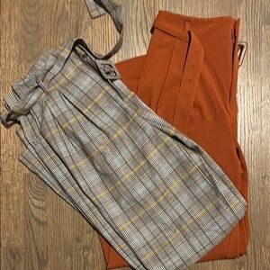 Plaid and Orange Trousers Set